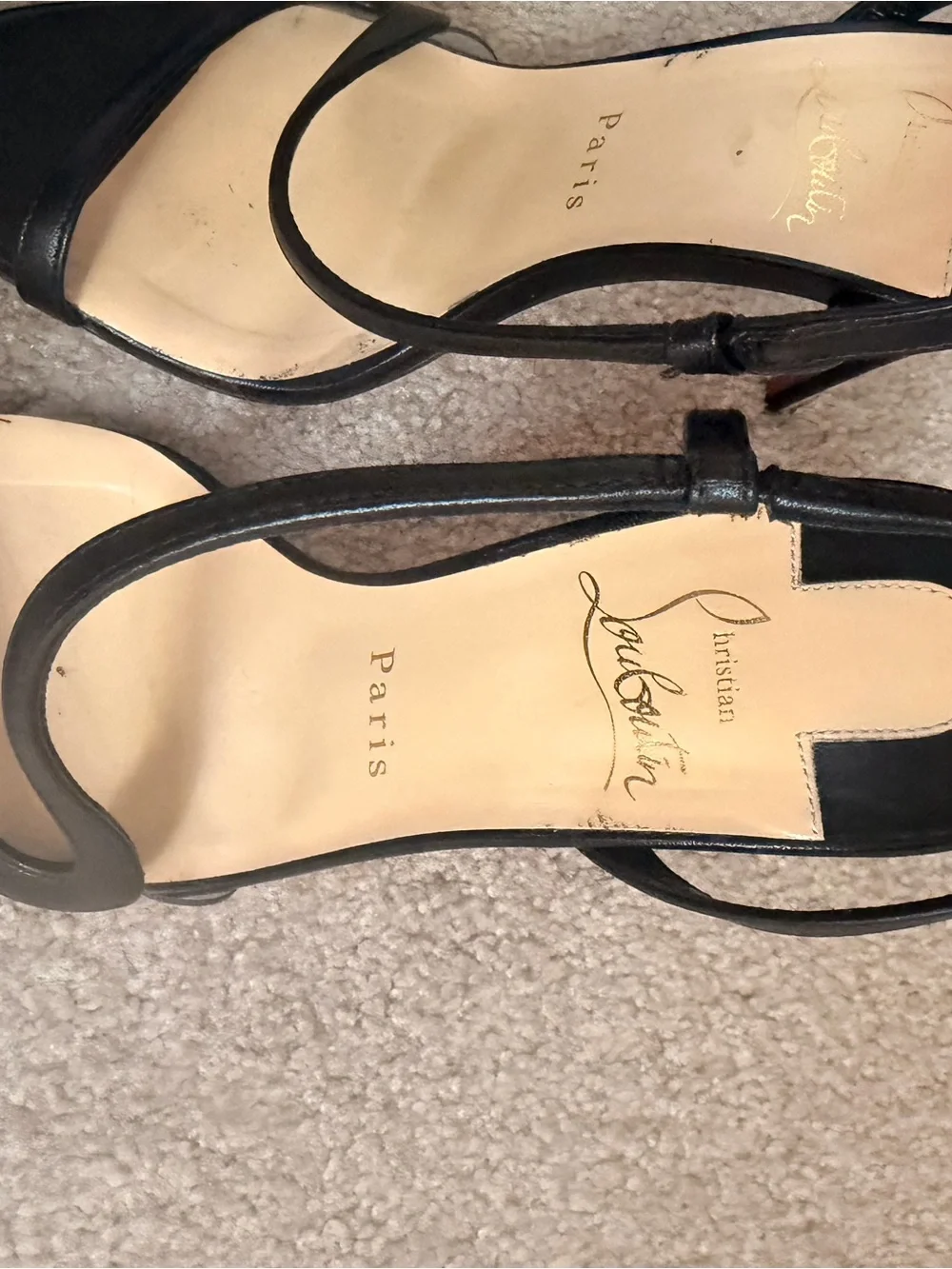 Christian Louboutin Black Strappy Leather Heels